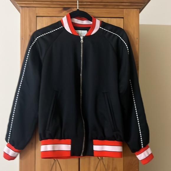 Sandro Paris Black Embroidered ‘Love Karma’ Bomber Jacket not - Picture 15 of 15